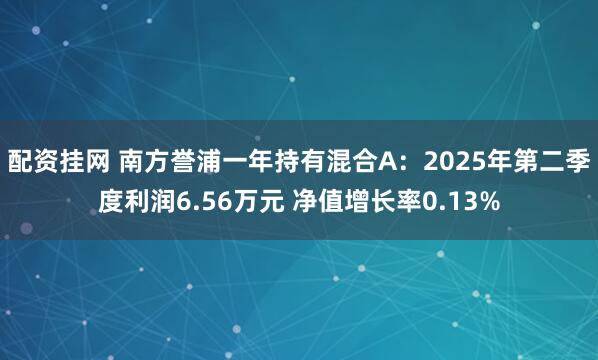 配资挂网 南方誉浦一年持有混合A：2025年第二季度利润6.56万元 净值增长率0.13%