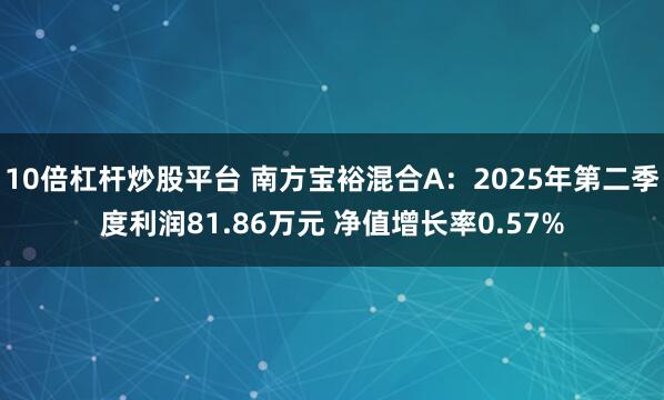 10倍杠杆炒股平台 南方宝裕混合A：2025年第二季度利润81.86万元 净值增长率0.57%